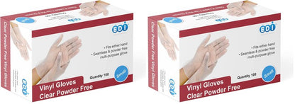 EDI Disposable Vinyl Gloves - Clear, Powder-Free, Latex-Free, Ambidextrous, Large/Extra Large, 100 Count
