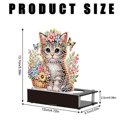 JISHSHAY Diamond Art Candle Holder Cat Diamond Painting Candlestick Holders Animal Gem Painting Candle Stand Flower Gem Art Candleholders Embroidery Kit Mosaic Kits for Adults Desktop Decoration