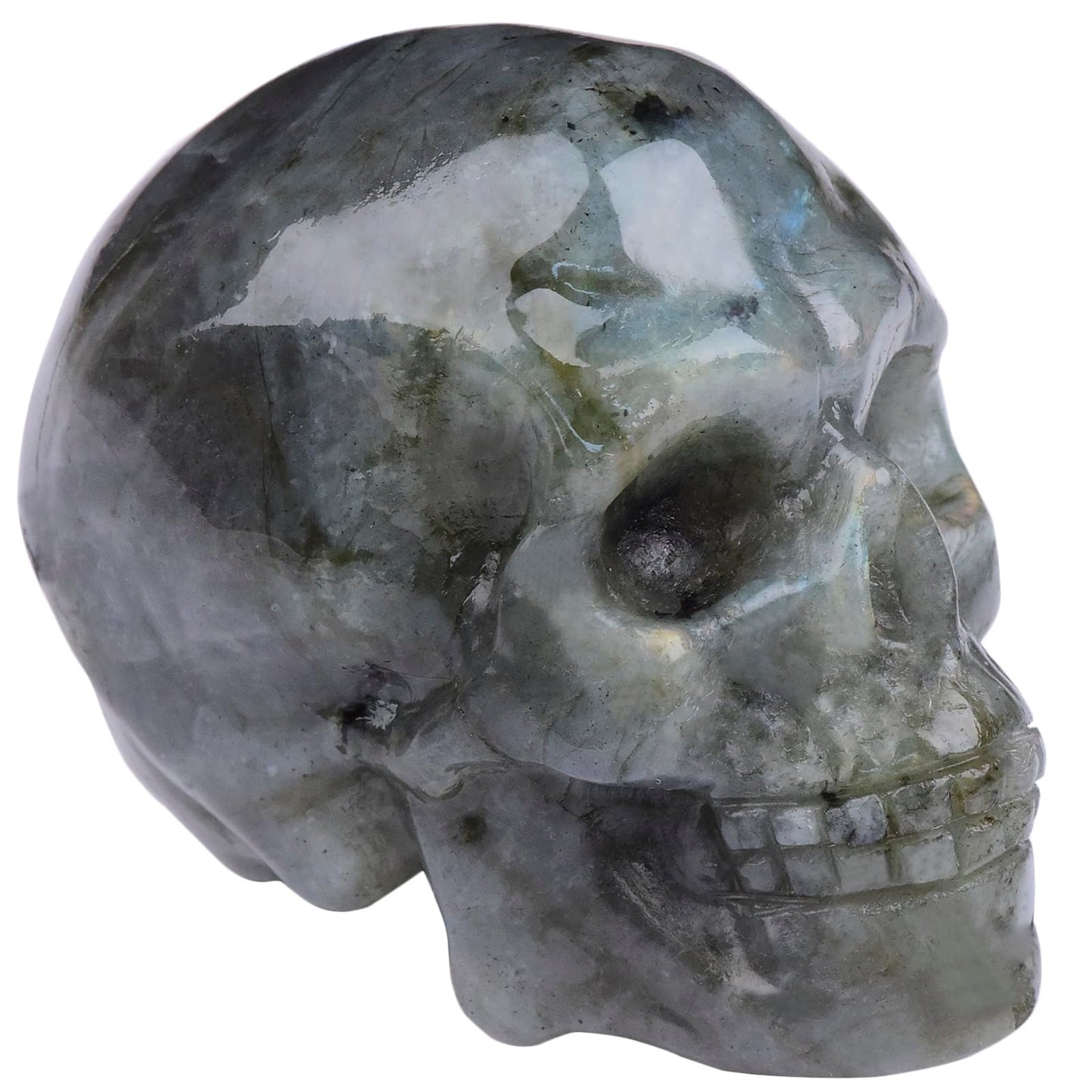 Ytbeoxk 2inch Labradorite Crystal Carved Skull Statue Spiritual Decor Skull Bathroom Decor Bathroom Decor Home Office Decoration Hand Carved Gemstone Reiki Healing for Woman Gift.