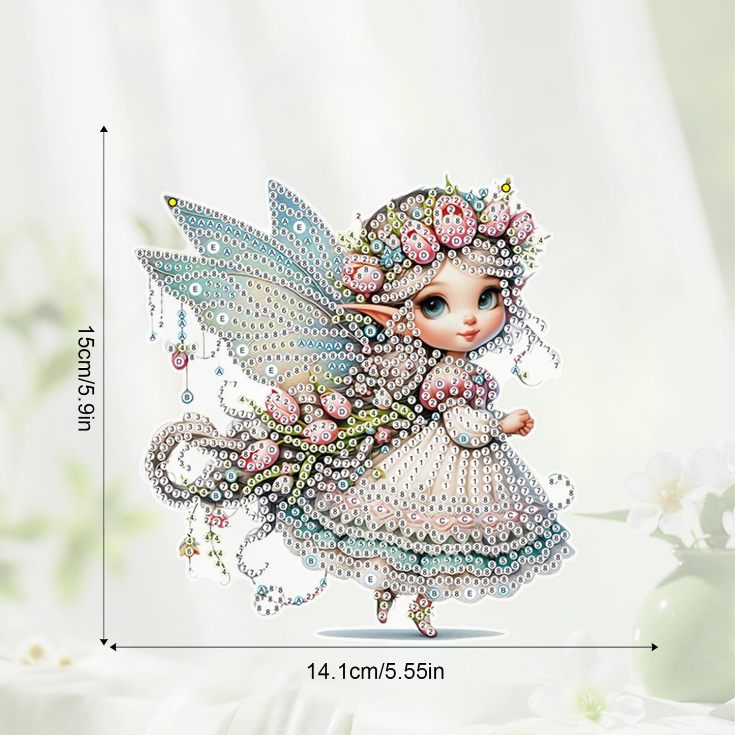 JZHYOAN Butterfly Fairy Diamond Painting Pendant Window Hanging Ornament Kit Diamond Art Tool Kit Crystal Art Elf Mosaic Making Kits Home Decor Pendant Cross Stitch Ornament Gem Arts Wind Chimes