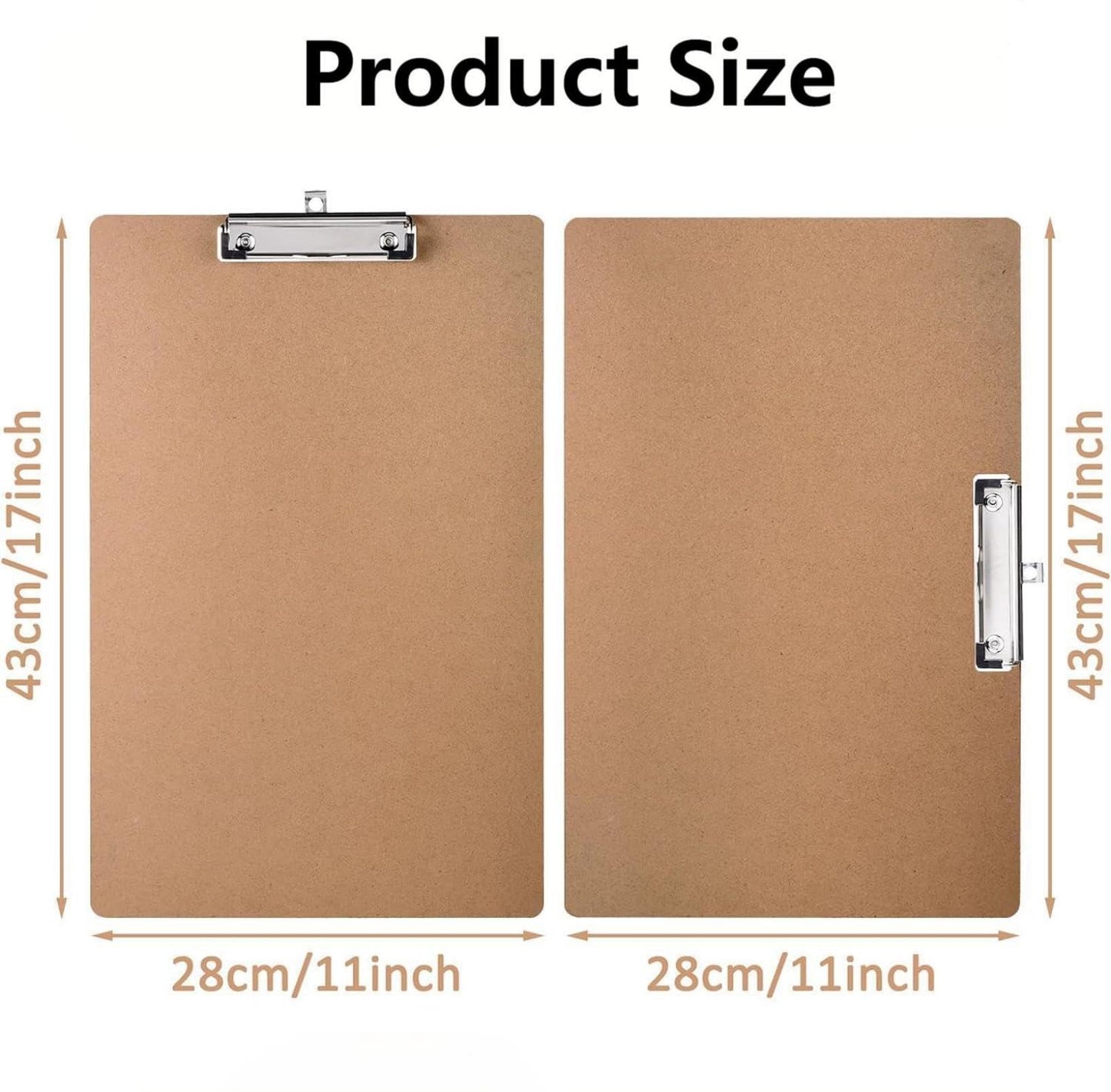 CKKAPTURE 2 Pack Hardboard Office Clipboards - 11x17 Inches, Low Profile Clip, Horizontal and Vertical Design - Ideal for Office, School, and Art Projects