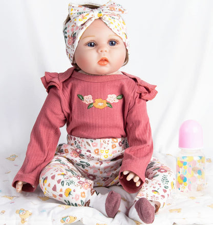 Pedolltree Reborn Baby Doll Clothes 22 inch Girl Outfit Accessories for 20-22 Inch Reborn Doll Baby Girl Doll Clothes 4pcs Set, Medium