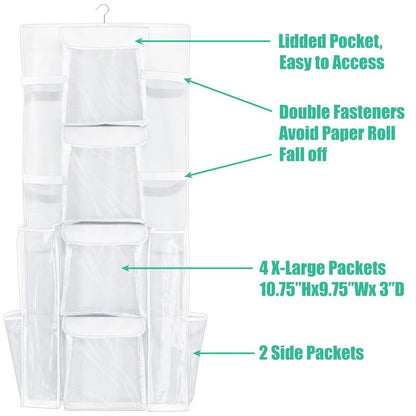 Simple Houseware Double-Sided Hanging Gift Wrap Organizer Storage Pockets, White (Set of 1)