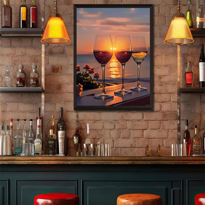 EATUKYIC Diamond Painting Kits Glasses of Wine at Sunset Diamond Art Kits for Adults Wine Painting Crafts Home Wall Decor DIY 5D Gem Art Perfect for Relaxation 12x16 inch