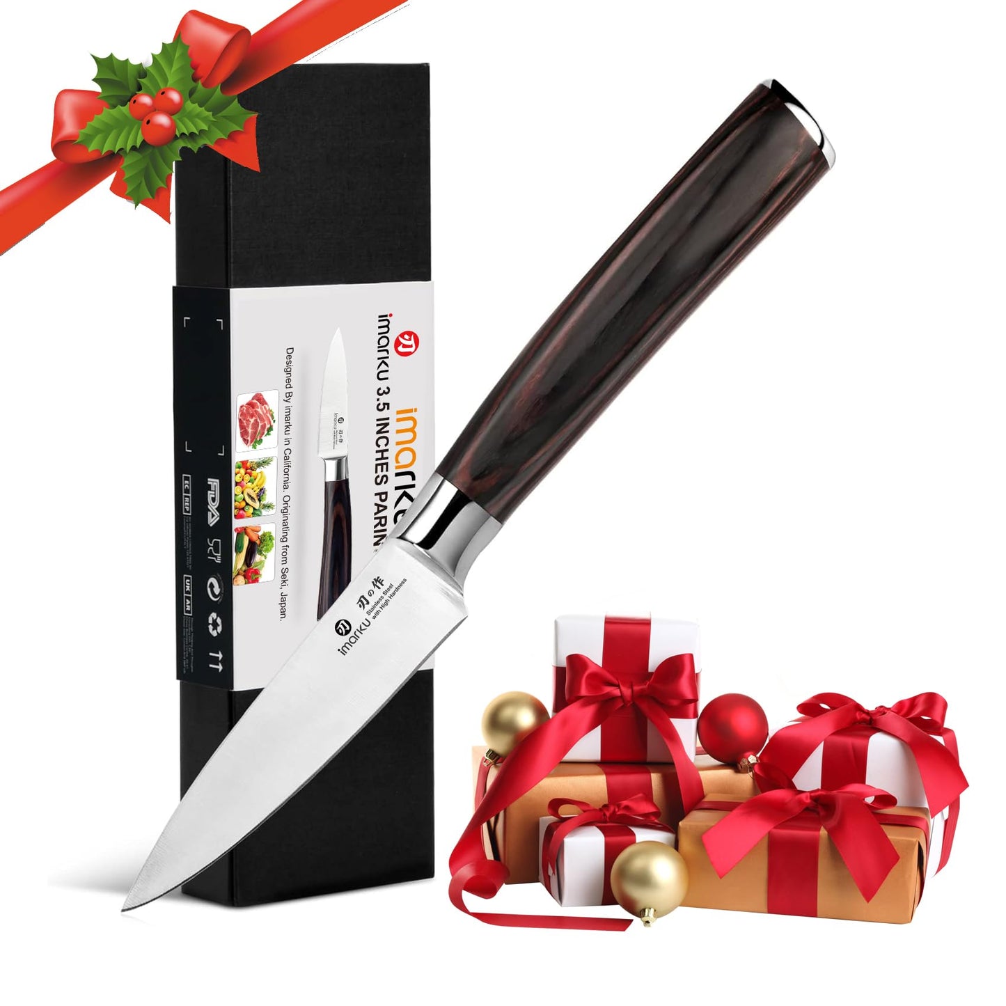 imarku Paring Knife - Paring Knives, 3.5 Inch Small Kitchen Knifes - Japanese High Carbon Stainless Steel Fruit Knife, Ergonomic Pakkawood Handle, Ultra Sharp Blade, Unique Gifts for Men and Women