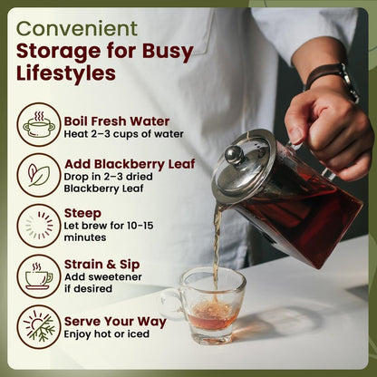 Organic Way Blackberry Leaf (Rubus fruticosus) Cut & Sifted - Herbal Tea | European Wild-Harvest | Organic & Kosher Certified | Non GMO & Gluten Free | USDA Certified | Origin - Albania (1/4 LBS)