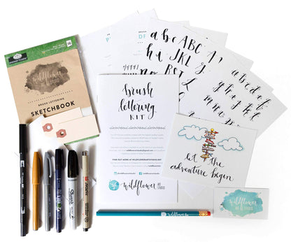 Brush Lettering Kit - DIY Brush Lettering Starter Set by Wildflower Art Studio