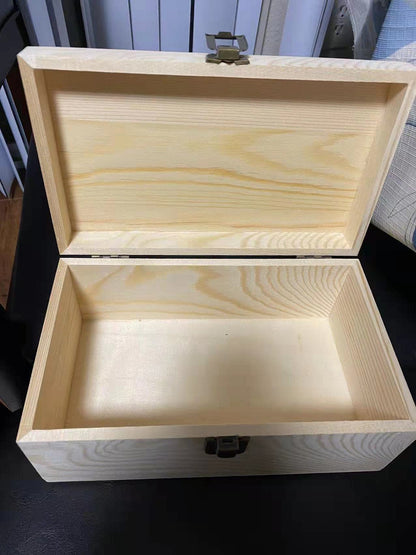 YXFZPAN Natural Wooden Craft Box with Hinged Lid - Large 9.2"x5.5"x3.9" Reusable DIY Jewelry & Gift Box for Home, Art Supplies, and Hobby Organization, Unfinished Unpainted Wood Box