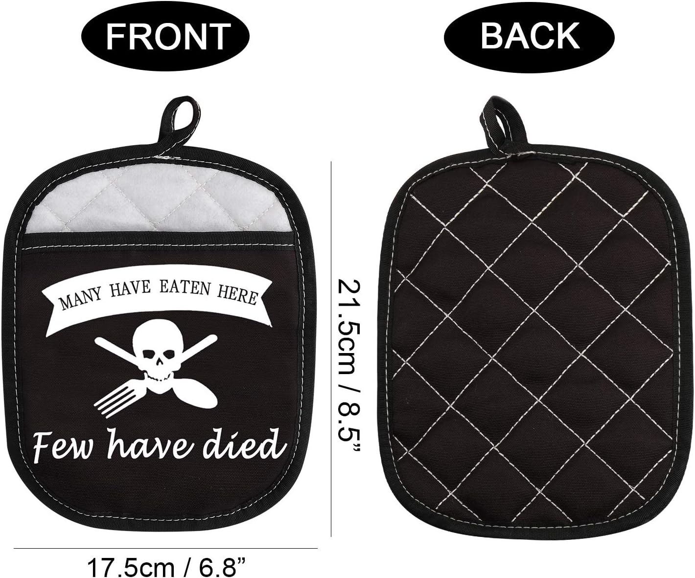Funny Baking Oven Pads Pot Holder with Pocket - Many Have Eaten Here Few Have Died
