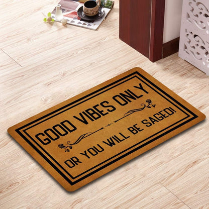 Good Vibes Only Doormat, Funny Welcome Mat, Rubber Non-Slip Backing, 23.6 in x 15.7 in