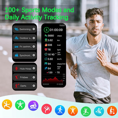 Military Smart Watch for Men with Call Function,Fitness Smartwatch for Android Phones and iPhone,Waterproof Fitness Tracker with Blood Oxygen/Heart Rate/Sleep/100+ Sport Modes, Watches for Men