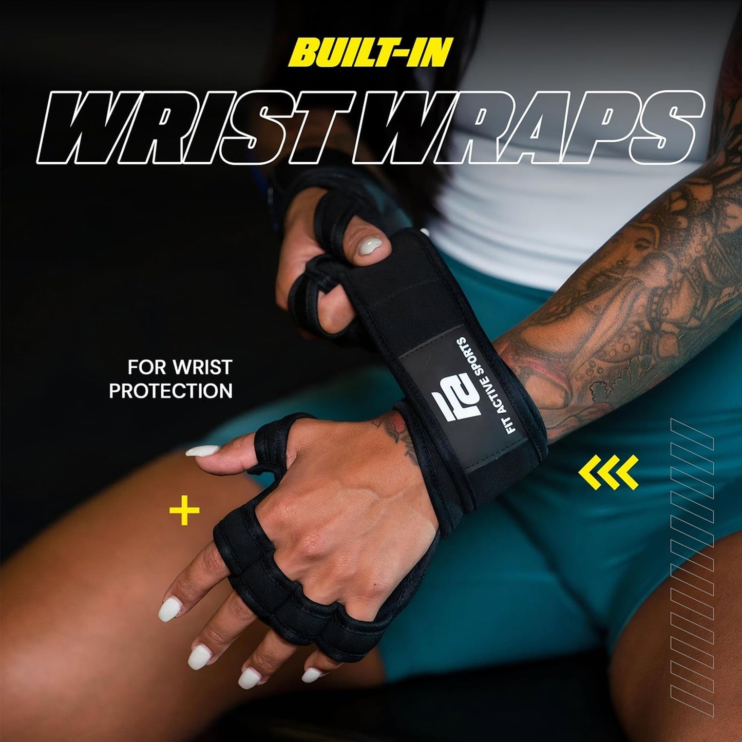 Fit Active Sports New Ventilated Weight Lifting Workout Gloves with Built-in Wrist Wraps for Men and Women - Great for Gym Fitness, Cross Training, Hand Support & Weightlifting.