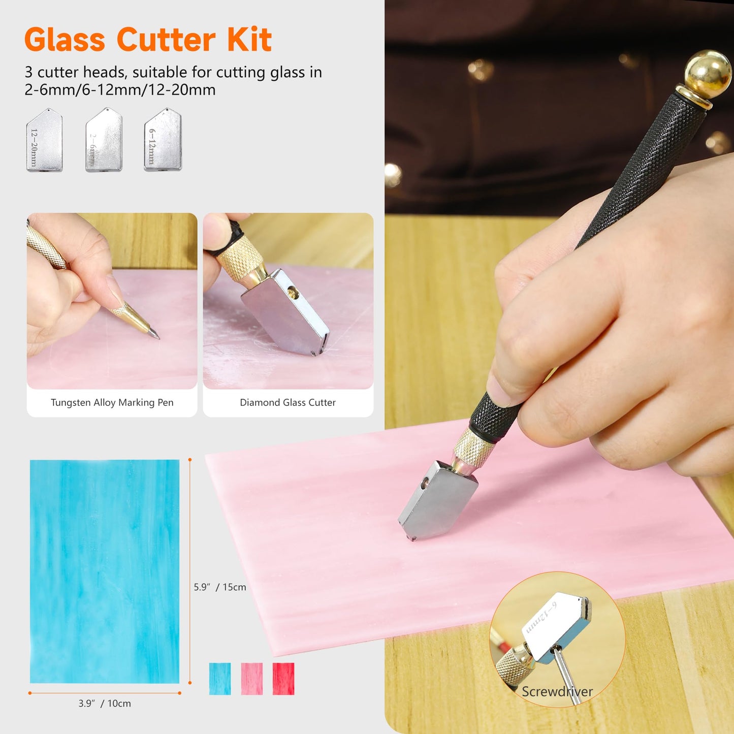 PP OPOUNT Stained Glass Kit for Beginners & Adults, Complete Stained Glass Making Kit with 100W Adjustable Soldering Iron, Glass Cutting Tools, Diamond Cutter Set & Instructions for DIY Glass Crafts