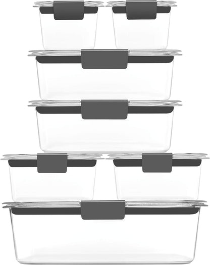 Rubbermaid Brilliance Food Storage Containers - 14-Piece BPA-Free, Leak-Proof, Clear Design
