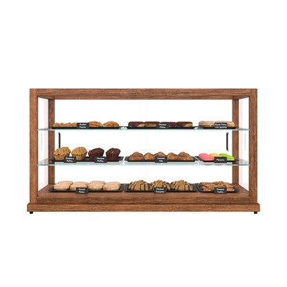 KoolMore 44 in. Horizontal Dark Wood Countertop Dry Bakery Display Case, Large Bread, Pastry and Dessert Display with Tempered Glass