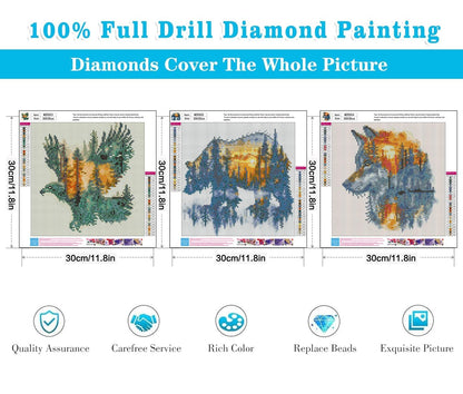 Meothan 3 Pack Diamond Painting Kits for Adults, Wild Animals Diamond Art Kits for Adults Beginners, 5D DIY Paint with Diamonds Gem Art Dots Set for Home Wall Decor 12 x 12 Inch (Bear Wolf and Eagle)
