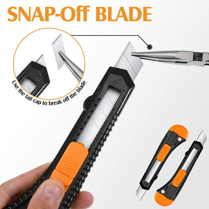 Lasnten 100 Pack Box Cutter Retractable Utility Knife 18mm Wide Blade Cardboard Cutter Suitable for Office Art, Craft and Home Use