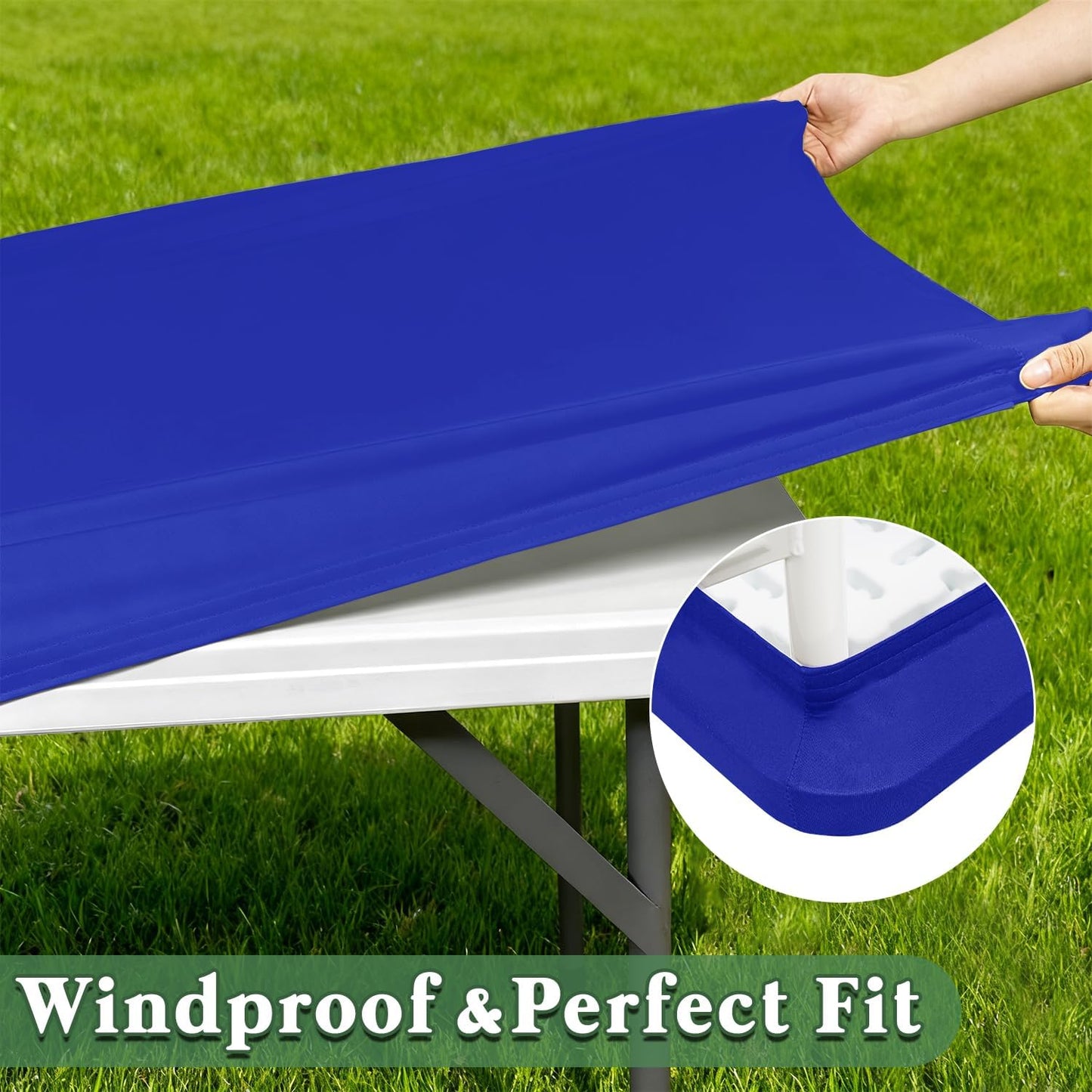 4 Pack 48 48 Inches Square Fitted Tablecloth for x Card Tables Waterproof Stretch Washable Folding Indoor and Outdoor