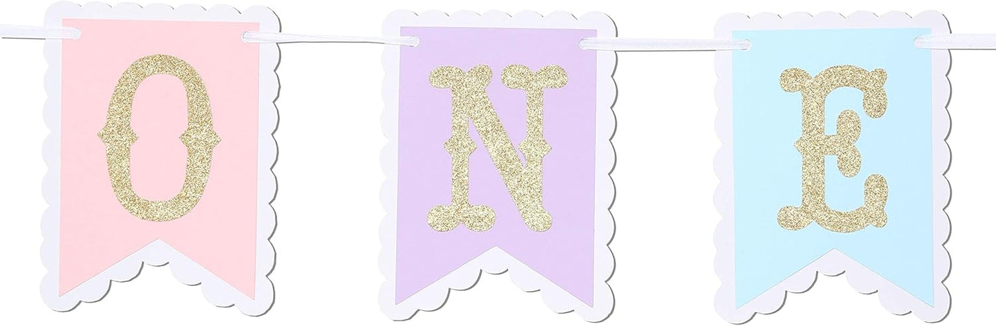 1st Rainbow High Chair Banner for Birthday - Baby Girl Smash Cake for Photo Props, First Birthday Photo Background