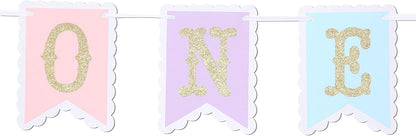 1st Rainbow High Chair Banner for Birthday - Baby Girl Smash Cake for Photo Props, First Birthday Photo Background