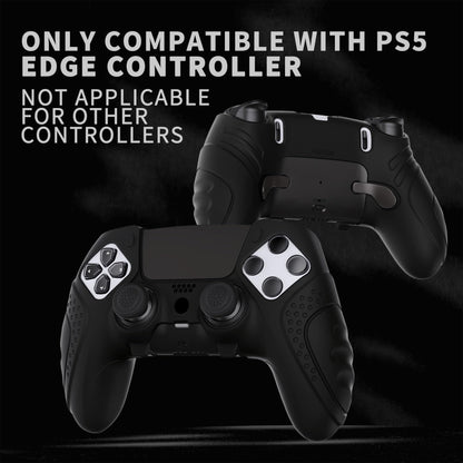 PlayVital Guardian Edition Anti-Slip Ergonomic Silicone Cover Case for ps5 Edge Controller, Soft Rubber Protector Skin for ps5 Edge Wireless Controller with Thumb Grip Caps - Black