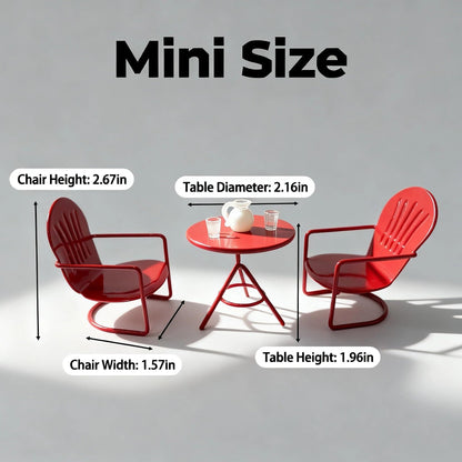 6 PCS Miniature Bistro Table & Chairs Set with Milk Pitcher Cups, 1 12 Scale Dollhouse Furniture Fairy Garden Patio Decoration Accessories