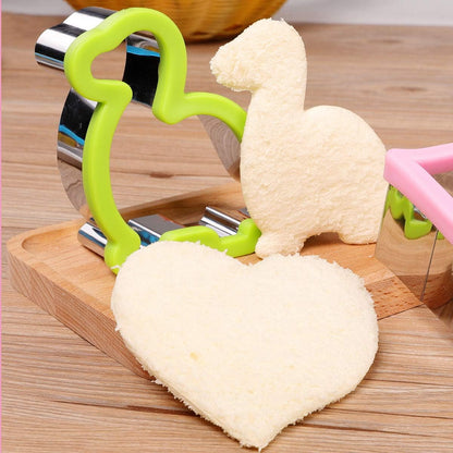 Sandwich Cutter Set - 4 Sandwich Cutters Shaped Like Dinosaur, Star, Heart, and 8 Vegetable Cutters for Children