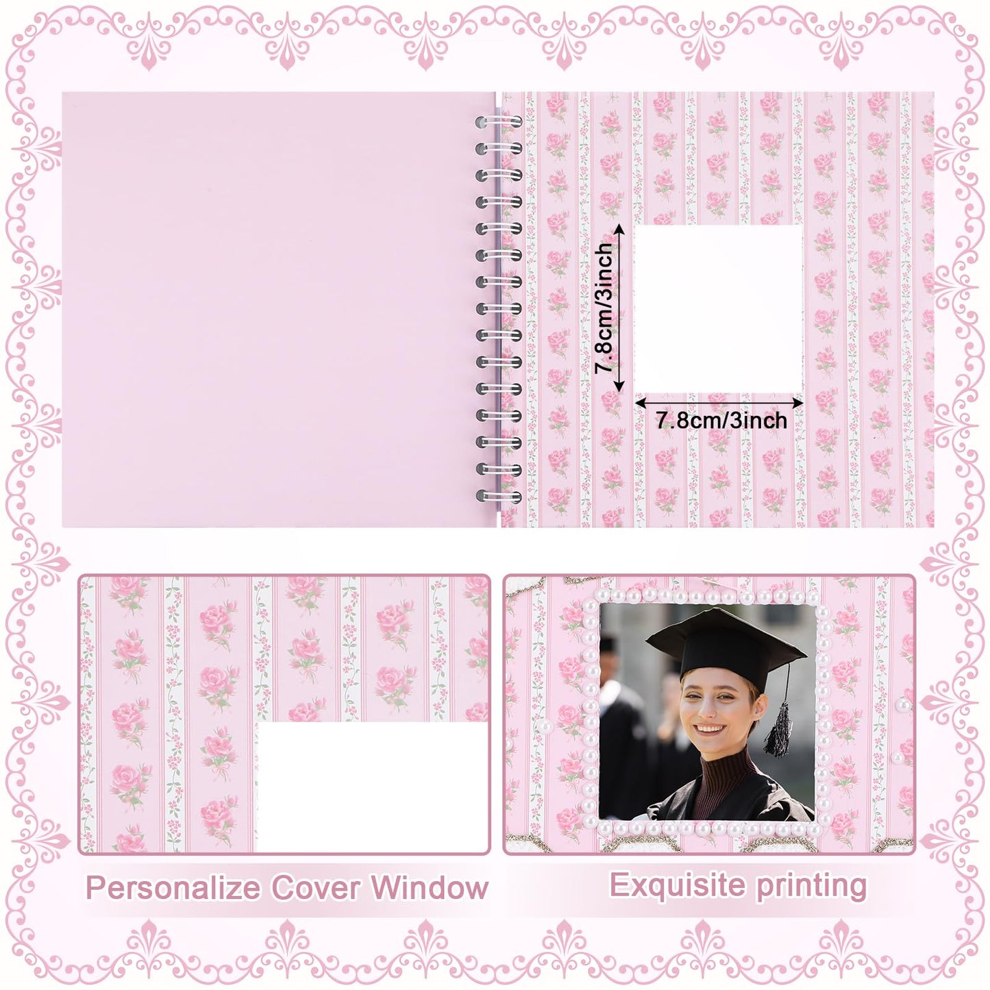 ForraFun Pink Graduation 2026 Scrapbook Album 8" x 8" Class of 2026 Senior Year Memory Book DIY Kit Photo Album Scrapbook for Senior High School College Graduates Customized Graduation Gift 60 Pages