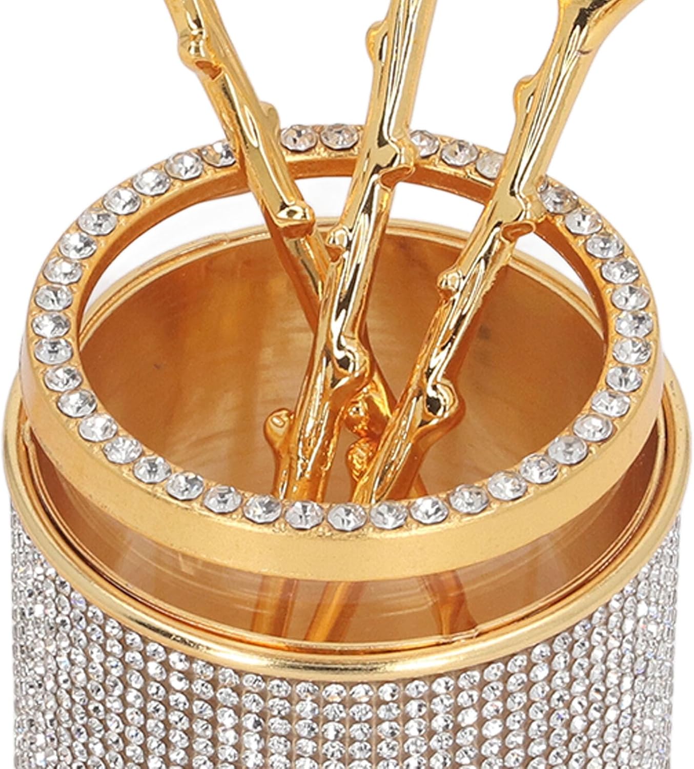 6Pcs Mini Tea Spoons Set, Gold Dessert Spoons with Holder, Zinc Alloy Small Delicate Spoons for Mixing, Ice Cream, Cake