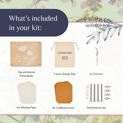 Flower Press Kit | Durable Hardwood 8x10in - Flower Preserving Kit Up to 8 layers - Floral Preservation kits for adults and kids | Innovative and Giftable Floral Pressing kit for Craft Enthusiasts