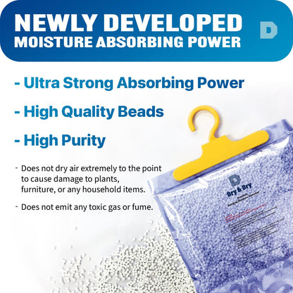 Dry & Dry Premium Moisture Absorbers Dehumidifiers for Home, Basement, Bedroom, Small Dehumidifiers - Blue & White (Pack of 12) 14 ounce