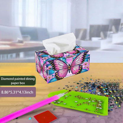 LSQFS DIY Diamond Art Tissue Box, Wooden Rhinestone Craft Kit, Sparkling Handmade Tissue Holder for Home Office Vanity Decor, Diamond Art Kits for Adults, Ideal Gift for Craft Lovers