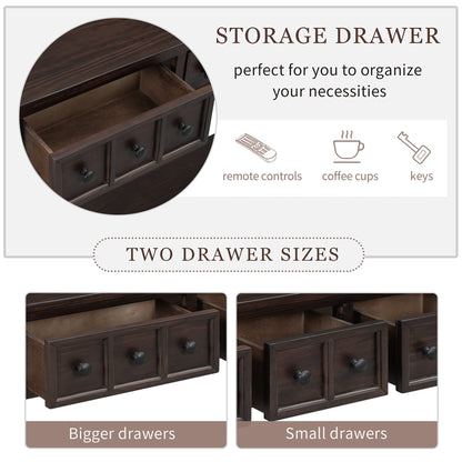 Merax Wood Farmhouse Entry Way Hallway Table with Drawers and Bottom Shelf Narrow Long Sideboard for Living Room (Espresso)