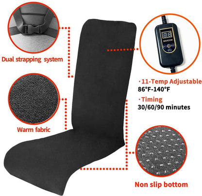 MAXCOM Foldable & Washable Fabric Heated Seat Cushion with Temperature Control & Timer - Whole Back Heating