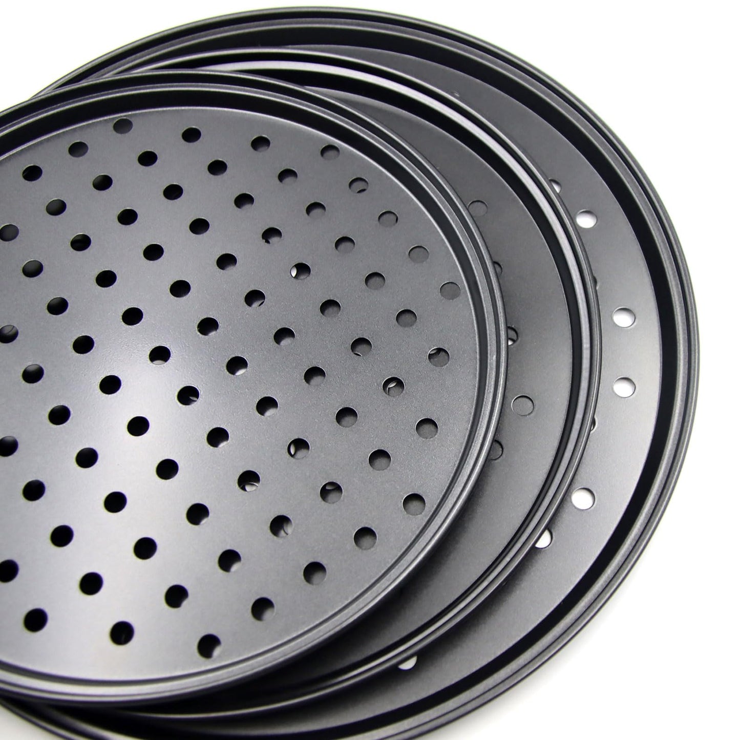 Handook Pizza Pan Set, Carbon Steel Pizza Pan with Holes, for Oven Baking Supplies & Home, Kitchen, Restaurant（9 Inch &10 Inch &12 Inch）