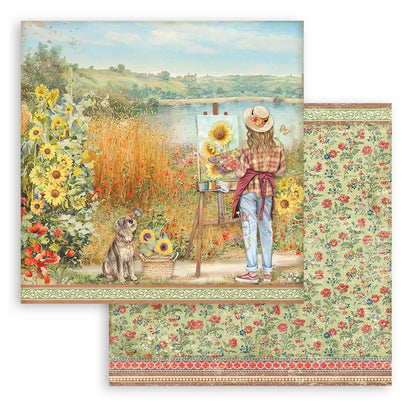 Stamperia Scrapbooking Pad 10 Sheets 12 x 12 Inches - Sunflower Art
