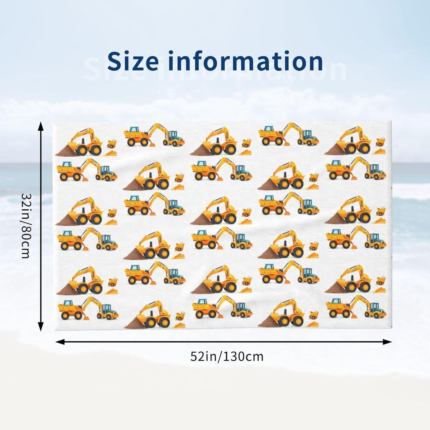Ouqiuwa Boy's Favorite Toy, Cartoon Machinery Excavator Truck and Loader, Microfiber Soft Large Shower Towels
