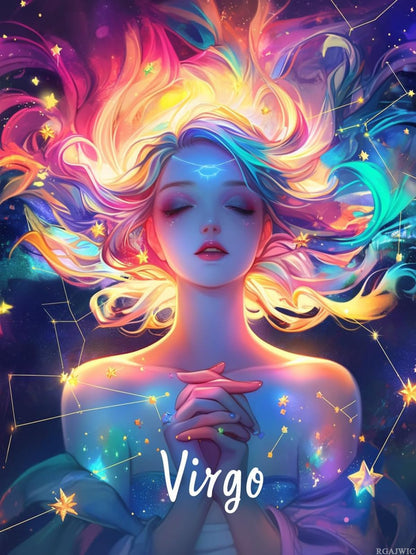 Virgo Constellation Diamond Painting Kits for Adults, Constellation Diamond Painting Art Kit for Adult, 5D Full Drill Painting by Diamonds Art for Home Leisure and Wall Decoration Gifts 12x16 Inch