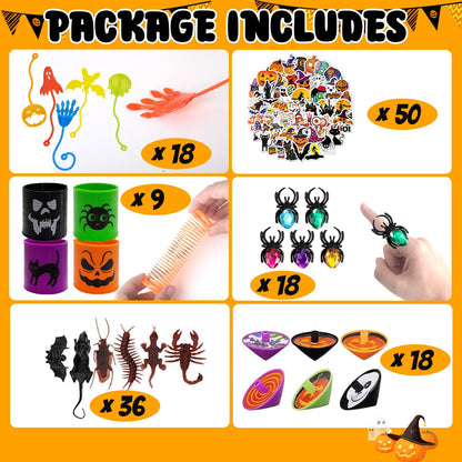NAISEN 194PCS Halloween Party Favors For Kids, Witch Hat Shaped Halloween Goodie Bag Stuffers 18 Pack With Fun Slime Halloween Toys Bulk, Non Candy Treats for Kids Classroom Prizes