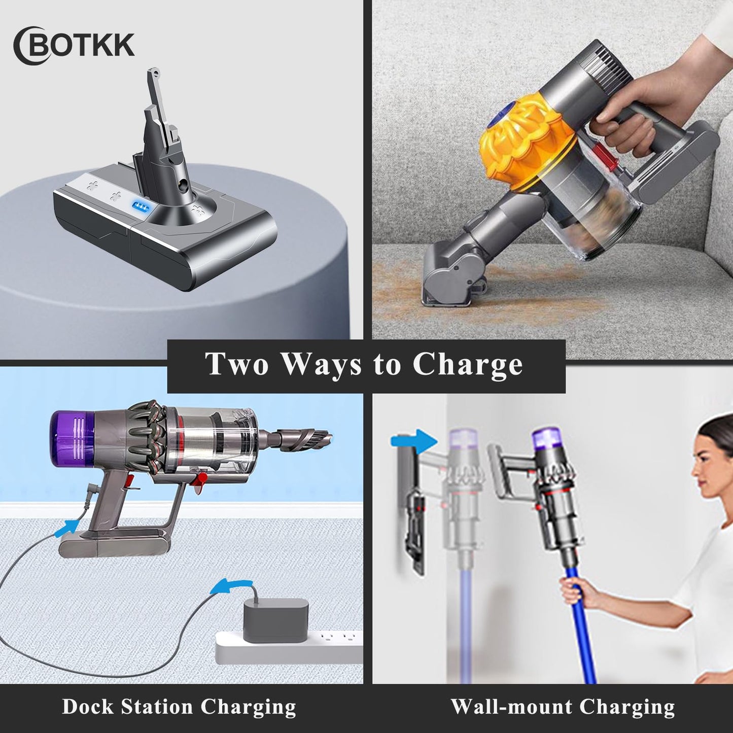 BOTKK 70 Min Upgraded V8 Battery Replacement, Compatible with Dyson SV10 V8 Animal Absolute Motorhead Fluffy Vacuum Cleaners