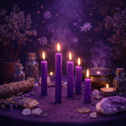 SOUL STICKS Confidence Magic Spell Color Chime Candles 20 Pack - Ideal for Altar, Rituals, Ceremonies, Meditation Purple Taper Candle for Witchcraft Supplies, Wiccan Supplies, Candles Clearance