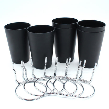 Moicstiy 6 Set Pegboard Bins with Rings, Ring Style Pegboard Hooks with Pegboard Cups Pegboard Cup Holder Organizer for Art, Craft Storage (Black)