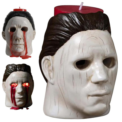 Ksheria Michael Myers Candle Holder,Halloween Candle Horror Movie Statue with Bleeding Eyes, Scary Spooky Decoration Ornament for Home Party & Living Room Contains red Candle