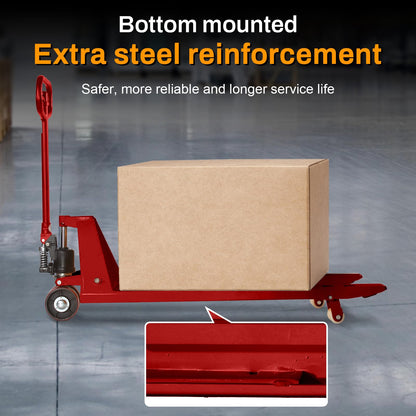 H heami Industrial Manual Pallet Jack Truck, 5500 Lb. Capacity, 27 x 48Hand Pallet Jack