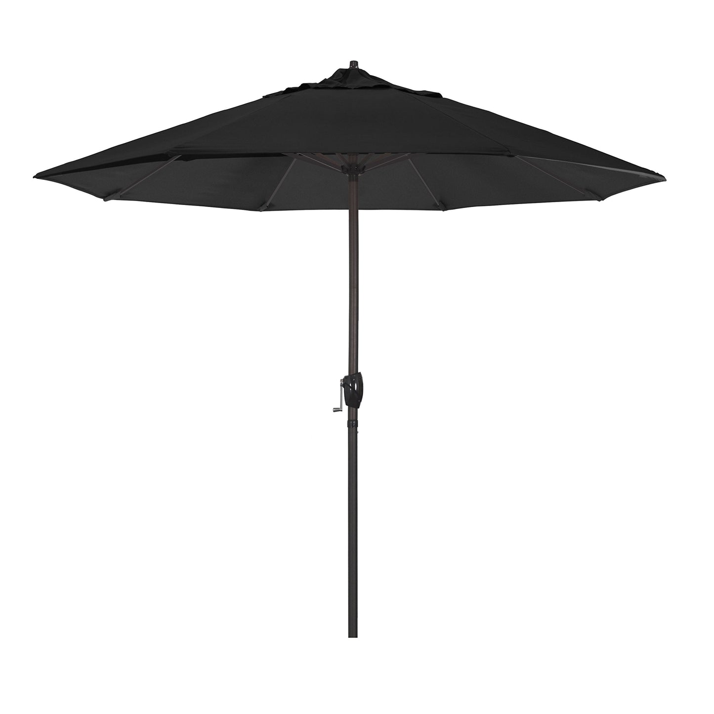 California Umbrella 12-Year Protection 9-Ft Outdoor Patio Umbrella, Sunbrella Fade-Resistant Acrylic Fabric, Auto Tilt and Crank, Heavy-Duty Aluminum Frame/ Reinforced Ribs, Bronze Pole, Black