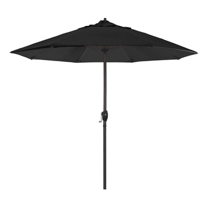 California Umbrella 12-Year Protection 9-Ft Outdoor Patio Umbrella, Sunbrella Fade-Resistant Acrylic Fabric, Auto Tilt and Crank, Heavy-Duty Aluminum Frame/ Reinforced Ribs, Bronze Pole, Black