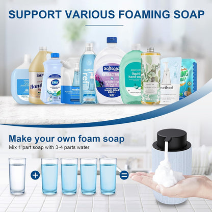 Ceramic Foaming Soap Dispenser, 12 oz Bathroom Foam Hand Soap Dispenser, Refillable Lotion Soap Dispenser with Removable Pump for Kitchen Hand Wash Dispenser, Modern Home Decor(2Pack-Black)