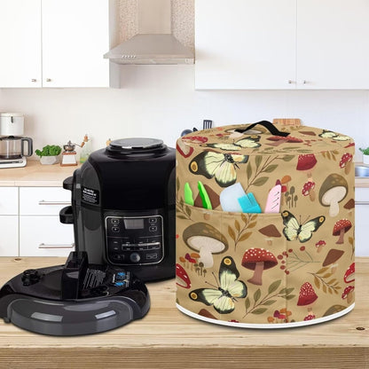 Art Mushroom Pressure Cooker Cover, Dust-proof Cover for Rice Cooker & Air Fryer, Kitchen Appliance Covers with Pocket