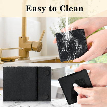 48 PCS Slate Coasters Bulk, MAPRIAL Laser Engraving Blanks Material for Engraver, 4 Inch 24 PCS Natural Square, 24 PCS Round Black Stone Coasters for Drinks, Gifts, Wedding Party, Decor, Christmas