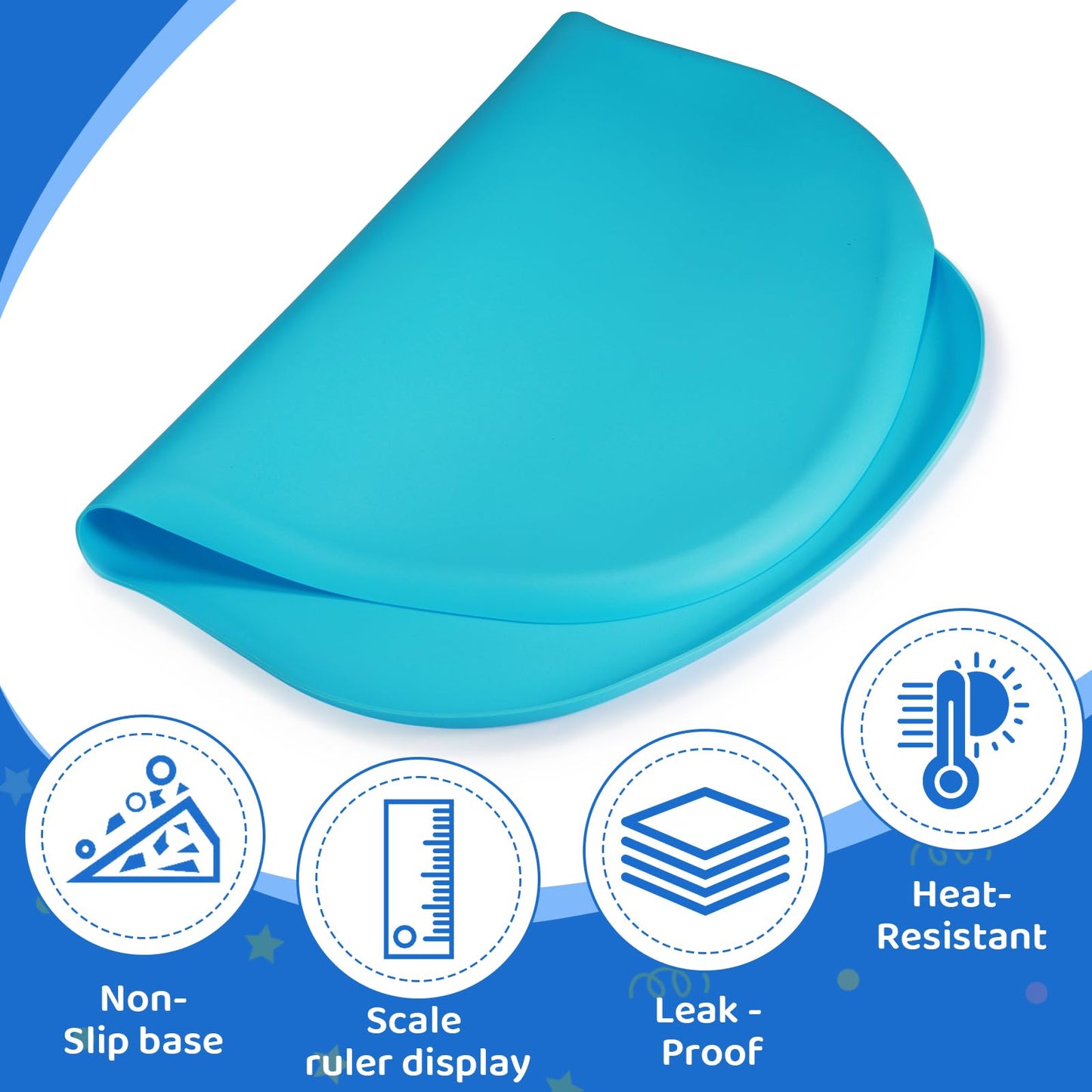 idooss Silicone Art Mats for Kids 24” x 16”, Silicone Craft Mats with Raised Edges, Paint Mat for DIY, Paint, Crafts, Clay, Jewelry-Making (Blue)